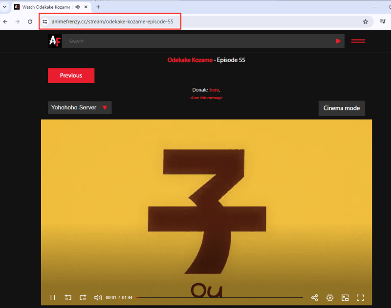 Copy AnimeFrenzy Url