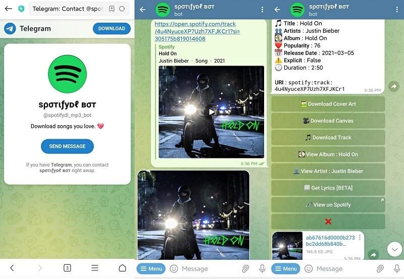 Download Spotify to iPhone with Telegram