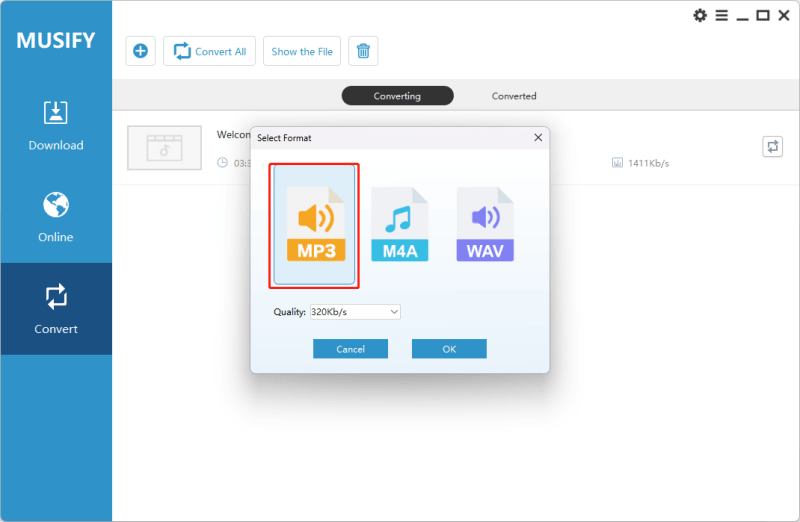 Musify Convert AIFF to MP3