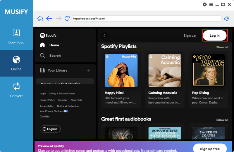Log in to Spotify