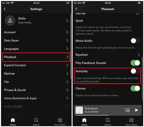 Turn off Suggested Songs on Mobile