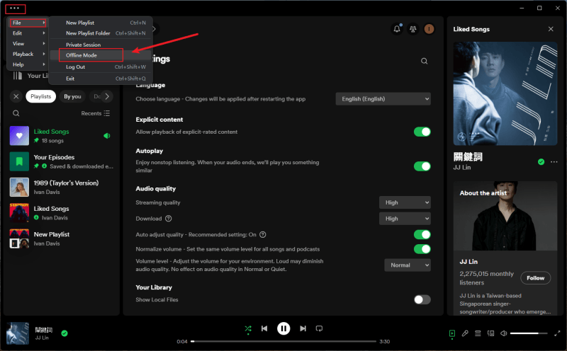 Spotify Offline Mode PC