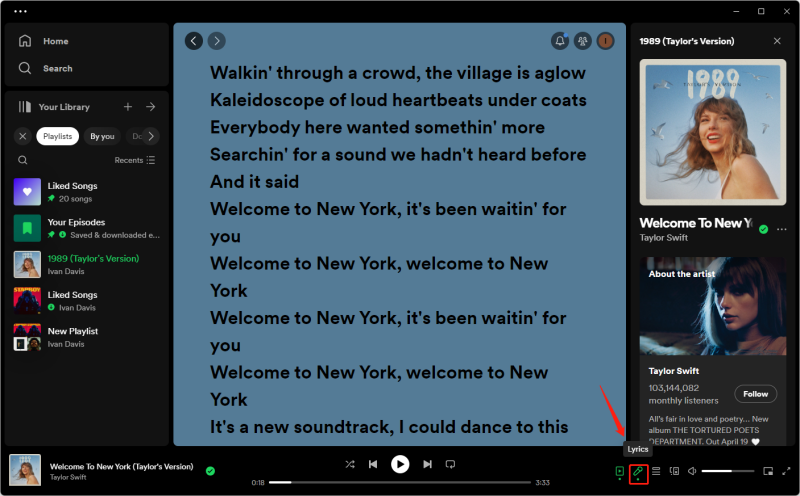 See Spotify Lyrics on Desktop