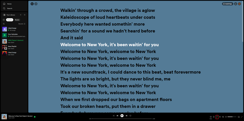 See Spotify Lyrics on Web Player