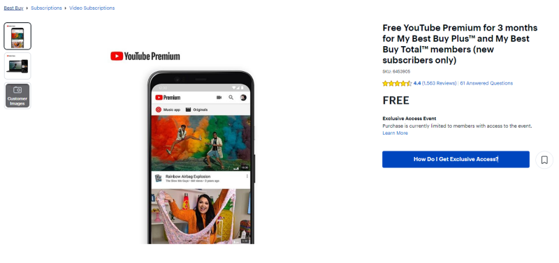 Get YouTube Premium Free Trial with Best Buy